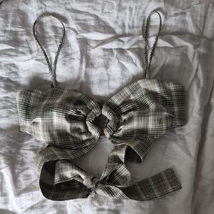 Ronny Kobo Collection Plaid Crop Top - Black and White